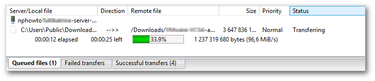 Progress bar of transfer process