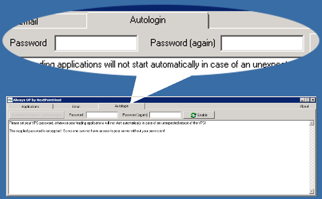 AlwaysUP Autologin tab