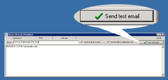 "Send test email" button