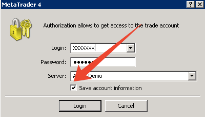 MetaTrader save account information