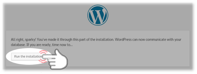 Run the WordPress installation