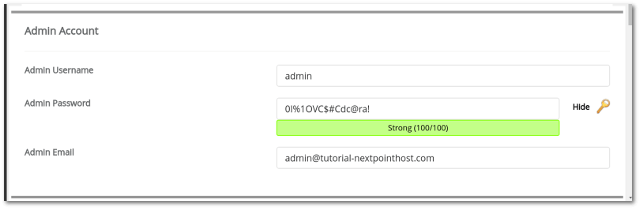 Step-6 WordPress installation via Softaculous set admin password