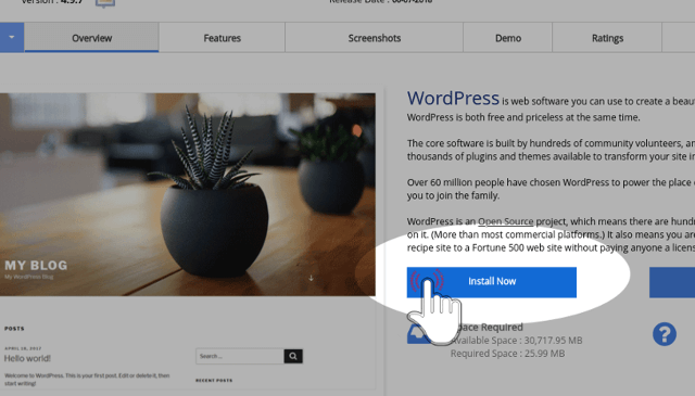 Step-4 of WordPress installation via Softaculous