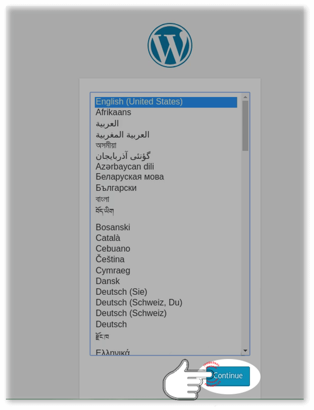 Choose Language of WordPress installation